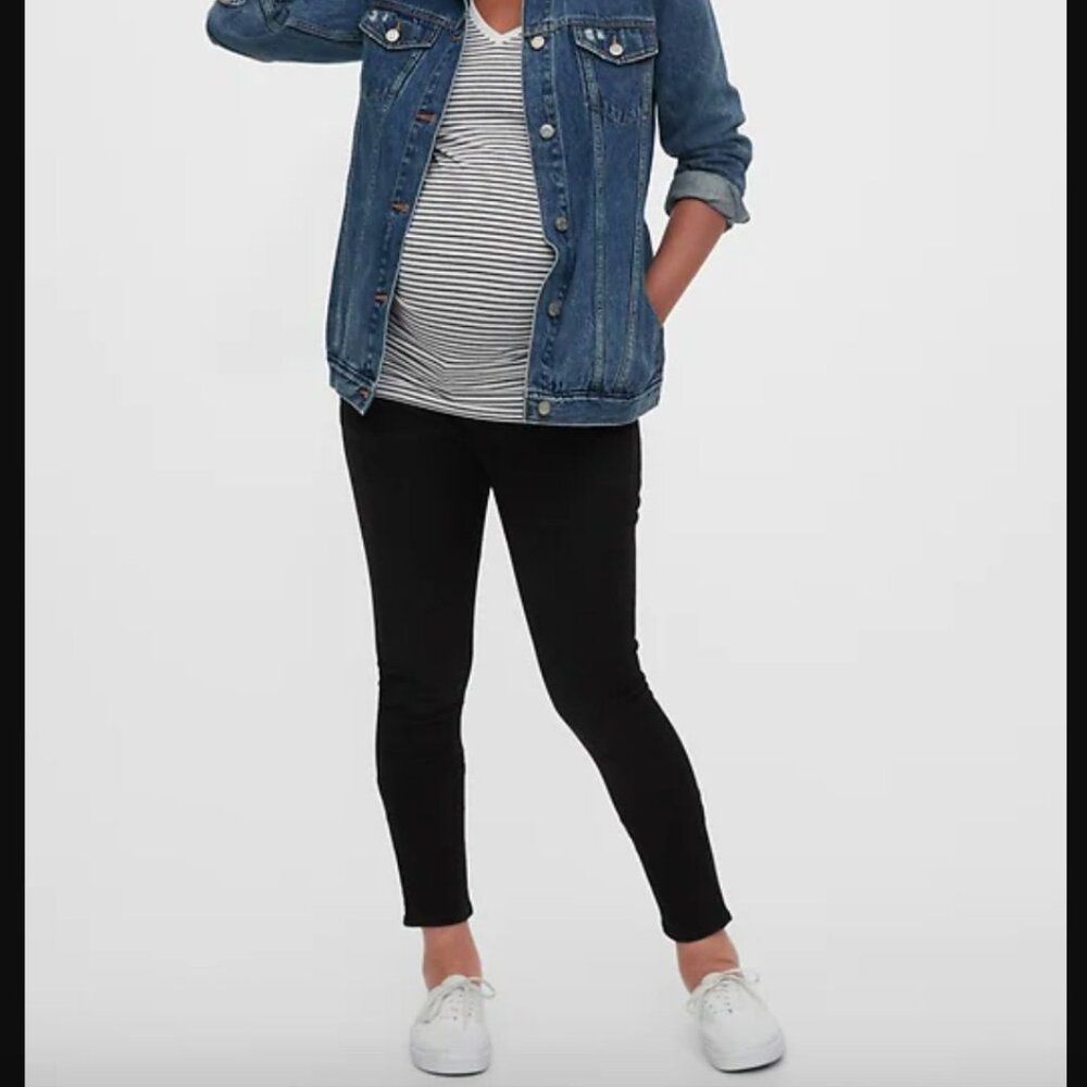 GAP Maternity True Waist Full Panel Skinny Jeggings Black Jeans Size 25 0